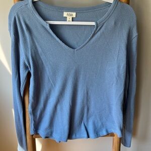 Blue waffle knit long sleeve top! Size small!